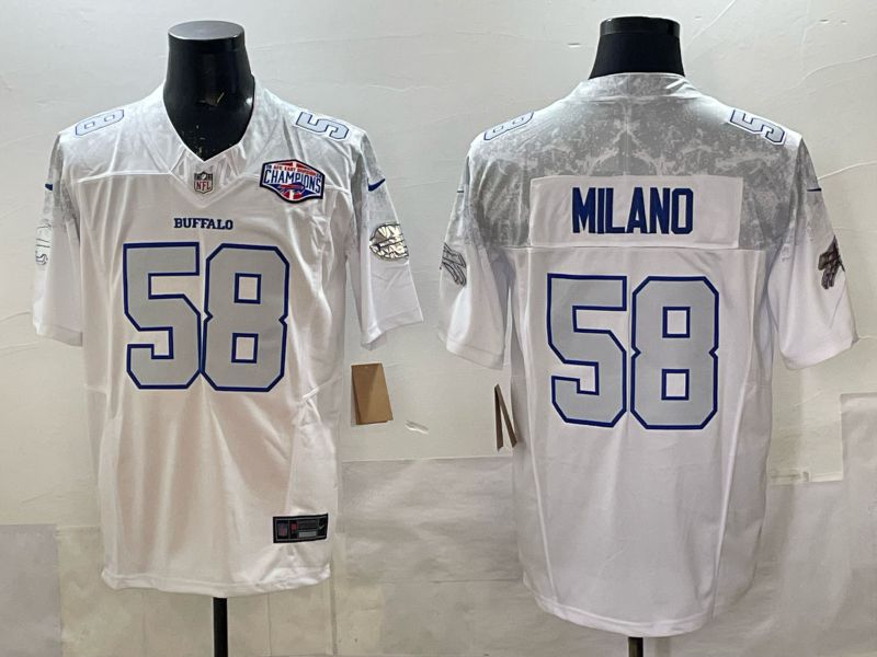Men 2025 Buffalo Bills 58 Milano white 5th generation Throwback Nike Limited NFL Jersey style 004